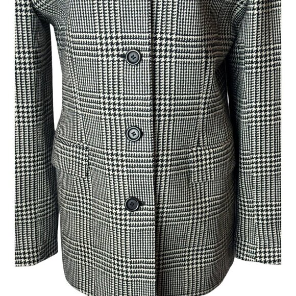Ann Taylor Blazer Women 6 Black White Plaid Wool Single Breasted 4 Button Close - Picture 5 of 11